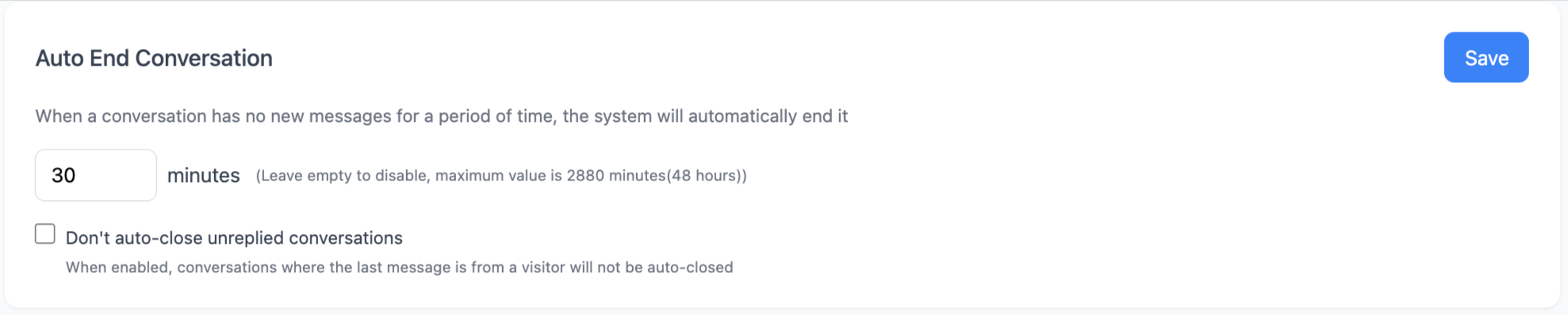 Auto-close conversation settings