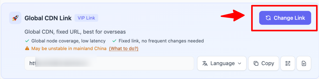 Change link button in upper right corner