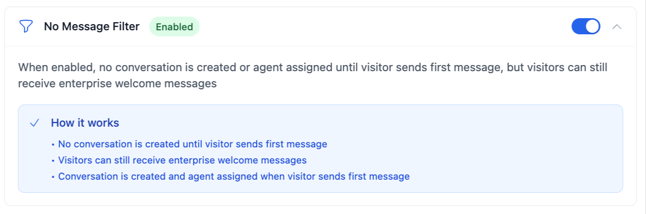 No-message filtering toggle