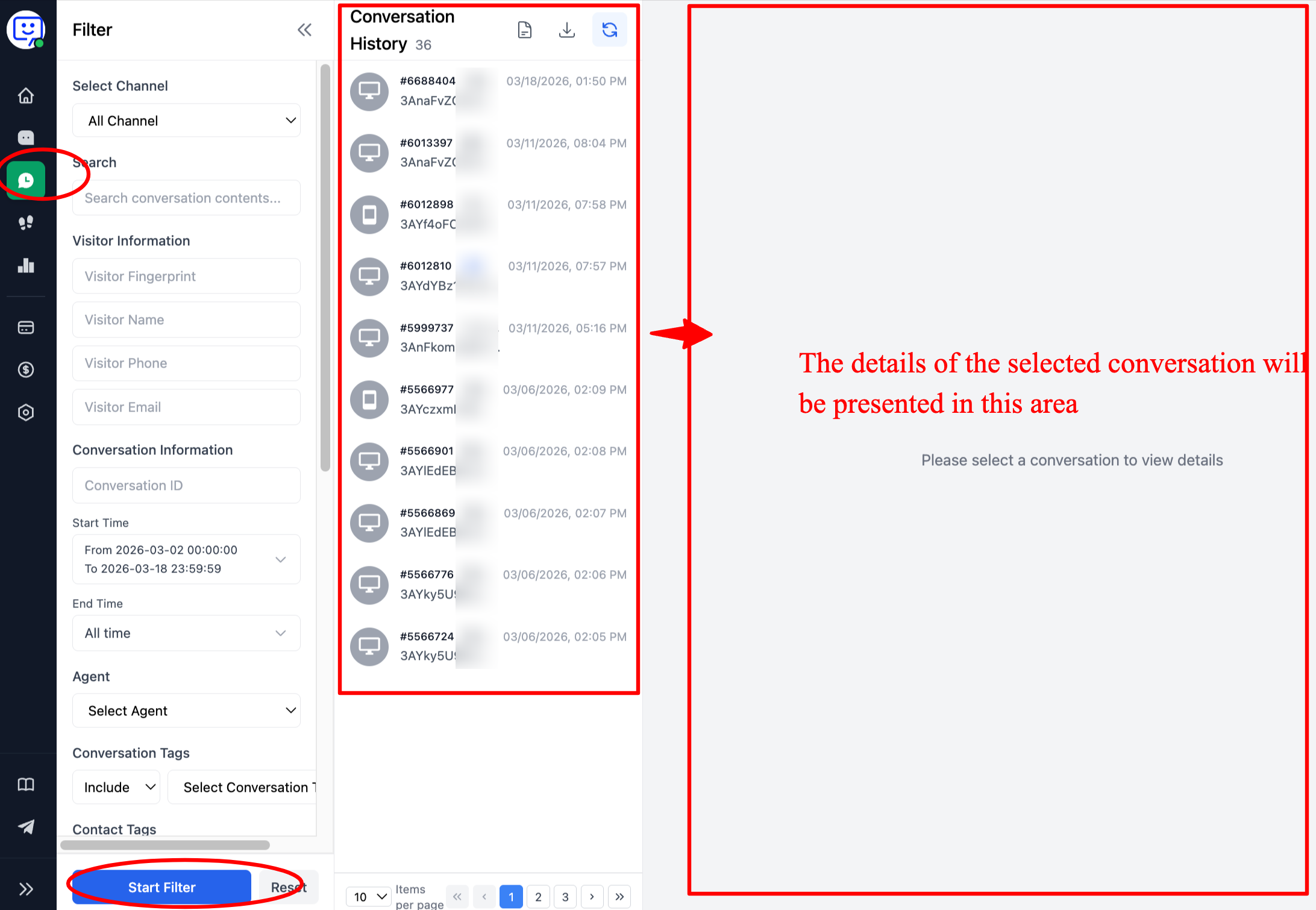 History page entry and interface overview
