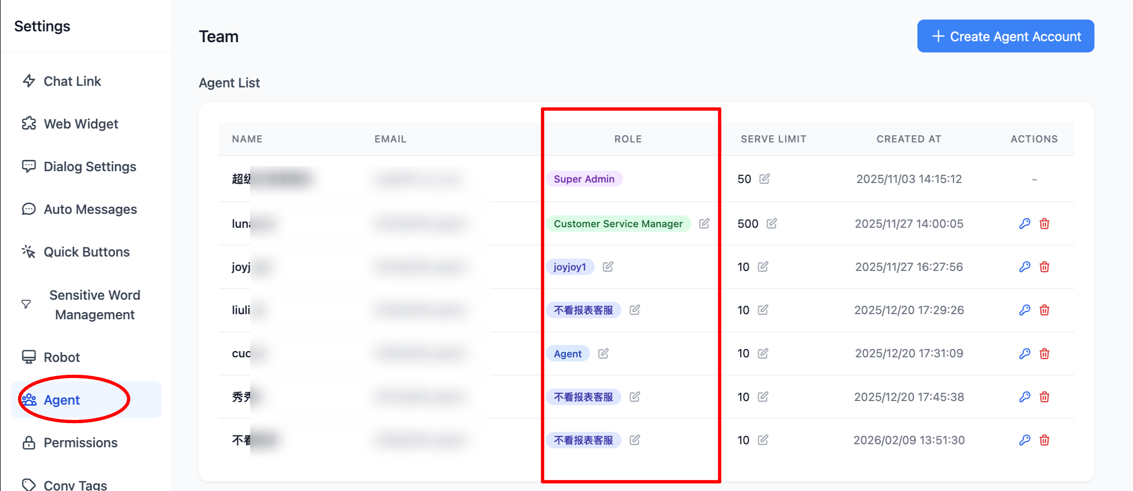 Select custom role when adding a new agent